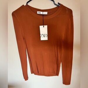 Zara Women's Rust Long Sleeve Top